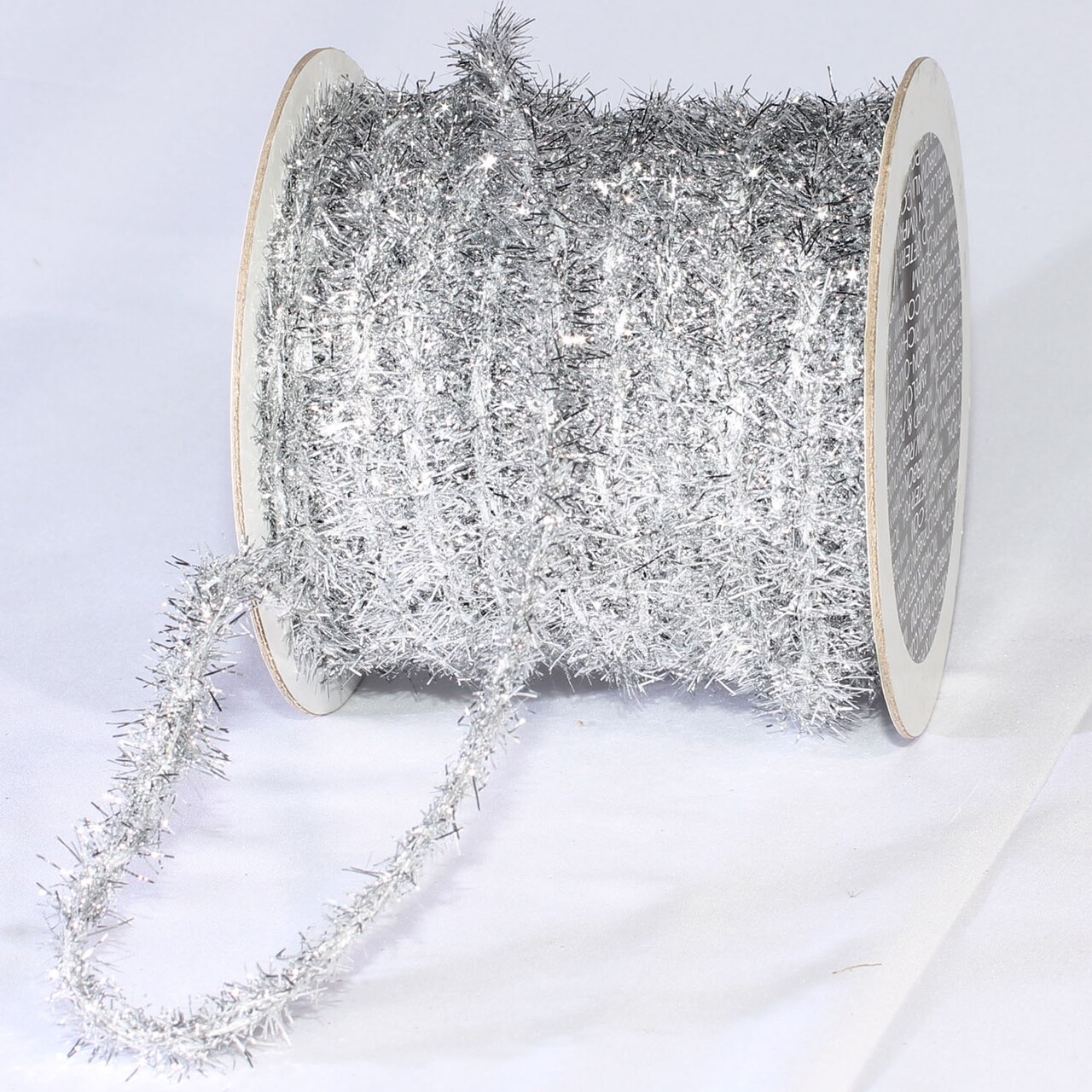 The Ribbon People Silver Colored Thick and Fuzzy Glitter-cord Wired Craft Ribbon 0.374" x 55 Yards